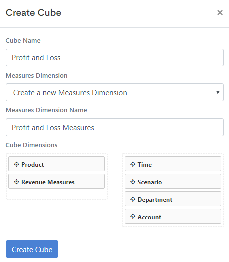 Create cube modal