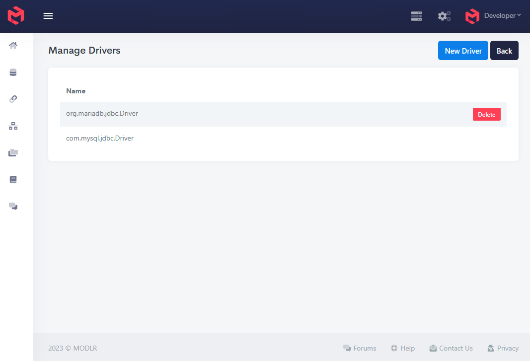 Manage Drivers Page