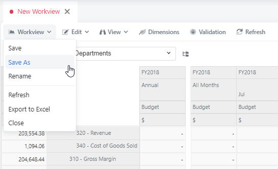 Workview Save As