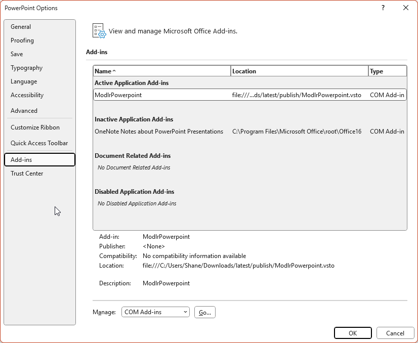 Manage add-ins