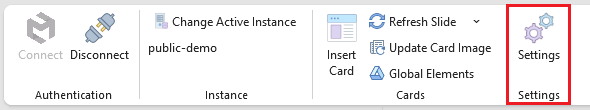 Settings Ribbon Group