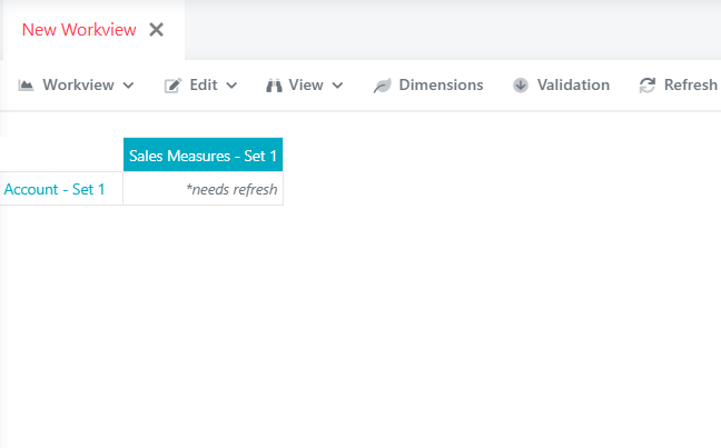 hc applied automatically to the column header (Sales Measures - Set 1) and hr applied automatically to the row header (Account - Set 1), with no Style Headers instruction added to either set